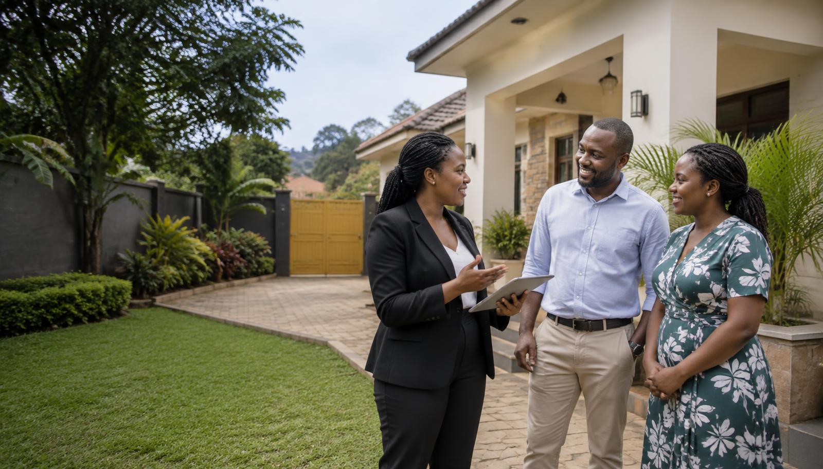 A Yellow Bricks property adviser meeting homeowners at their Kampala home